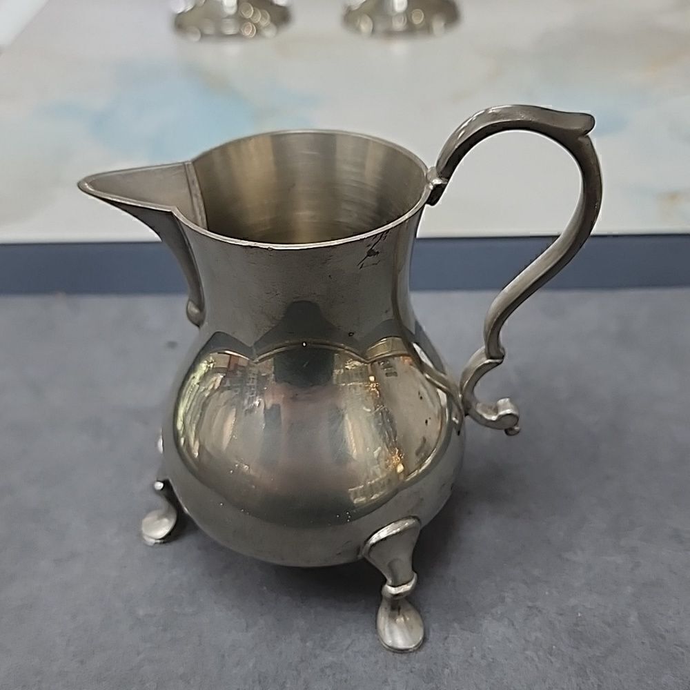 Vintage Colonial Williamsburg Stieff Pewter Footed Creamer